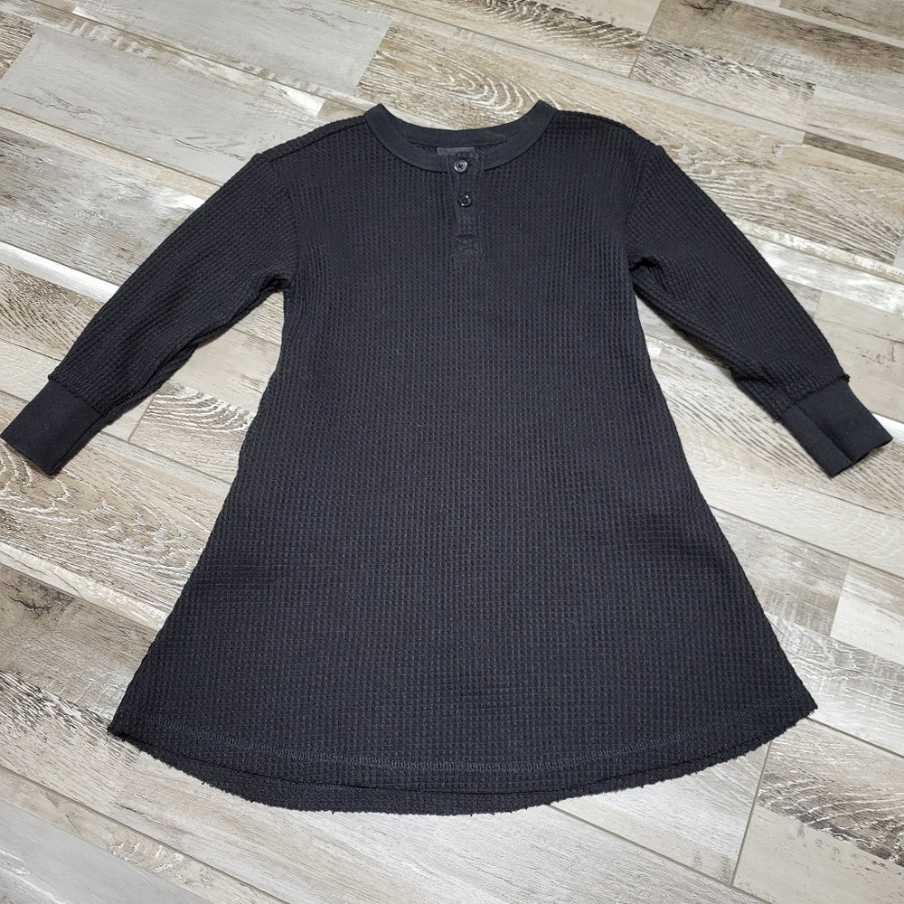 Toddler Little Bipsy Black Waffle Knit Long Sleeve Dress Size 2T/3T